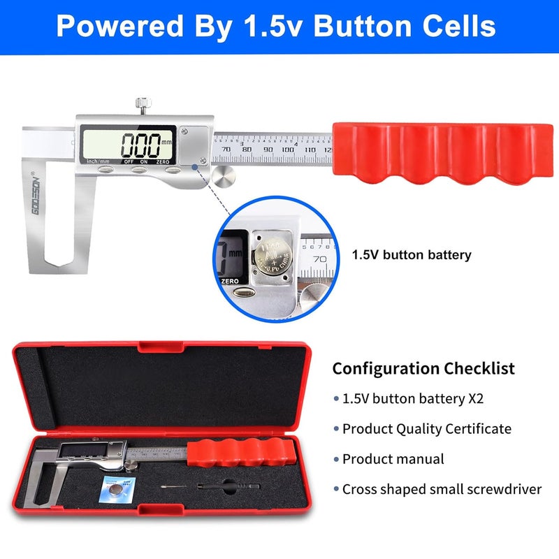 GODESON Disc Brake Rotor Micrometer,Digital Caliper Measuring Tool for Disc Brake-6 Inch/150mm,Brake Measuring Tool wtih Caliper- Inch/Metric Conversion, Brake Caliper with Stainless Steel - Image 3